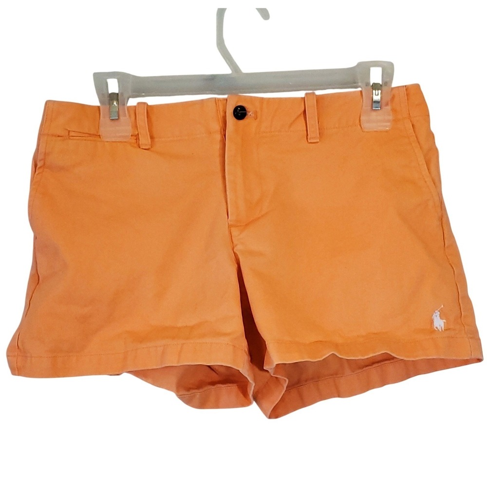 Ralph Lauren Sport Orange Chino Shorts Womens 4 Cotton Twill Pony Logo Summer